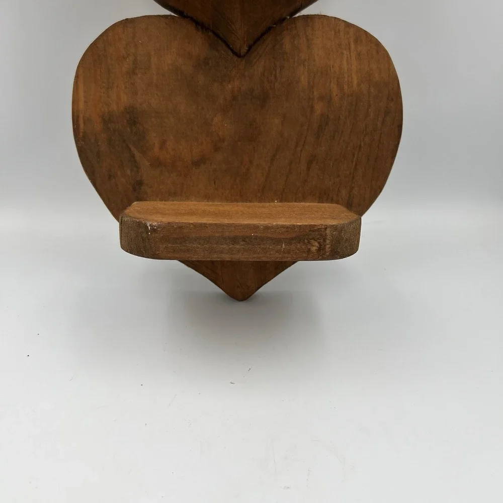Vintage 3 Tier Wooden Handmade Heart Shaped Wall Shelf  Cottagecore Granny